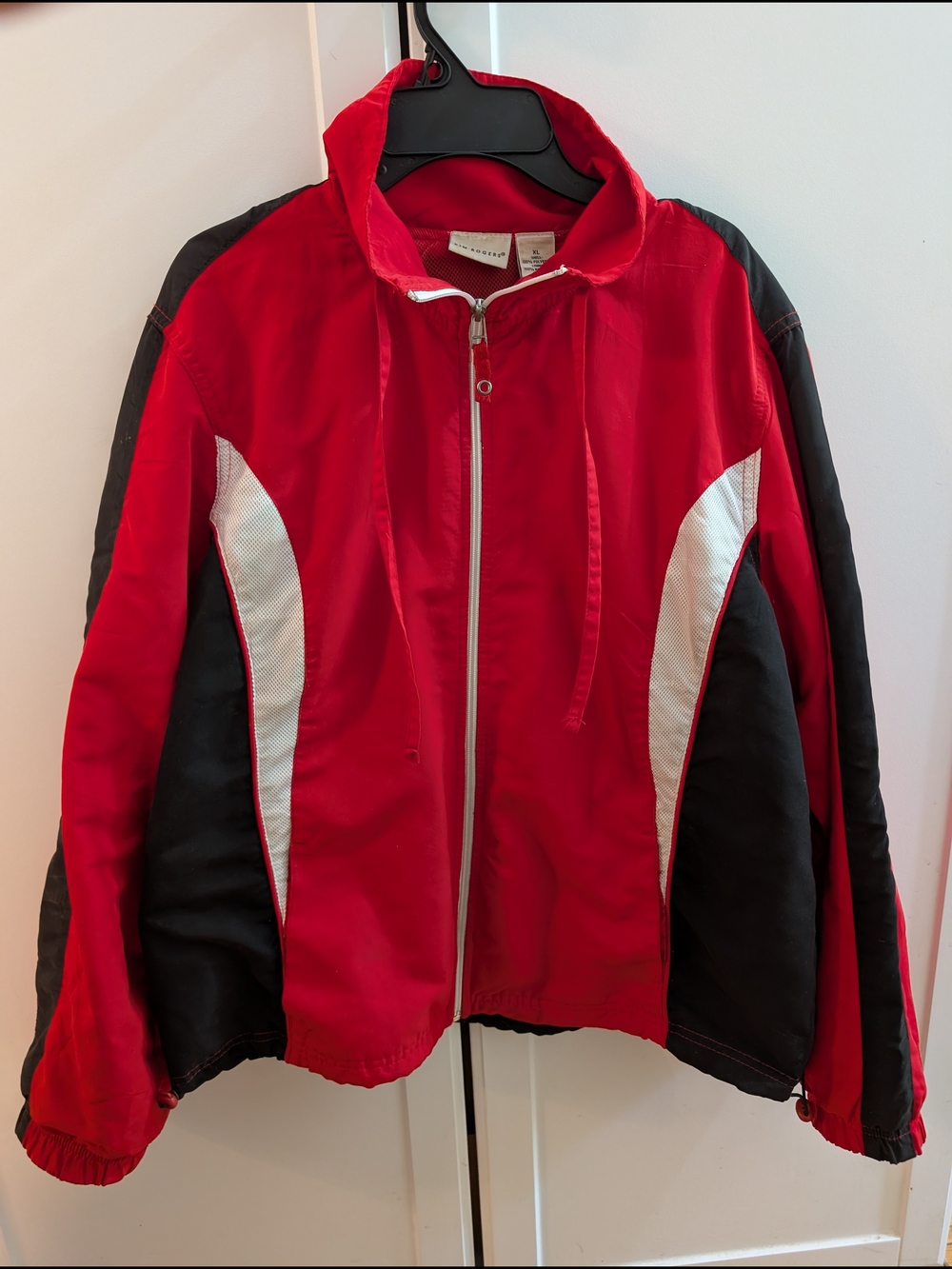 Kim Rogers Red and Black Athletic Jacket with White Trim